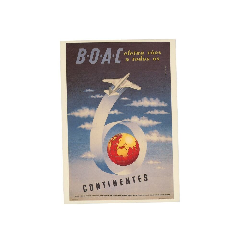 BOAC Travel Poster Postcard 1949 Beverley Pick British Airways Aviation Art